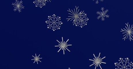 Abstract festive snowflake design on blue background. Great for Christmas cards, winter themes, and seasonal holiday imagery.  Perfect for creat
