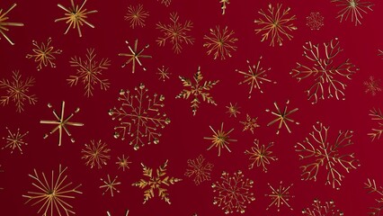 Festive gold snowflake pattern on a deep red background. Perfect for Christmas, winter holiday designs, cards, and seasonal projects. Ideal for
