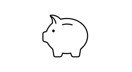 Simple Outline Piggy Bank Line Art Drawing Finance Icon