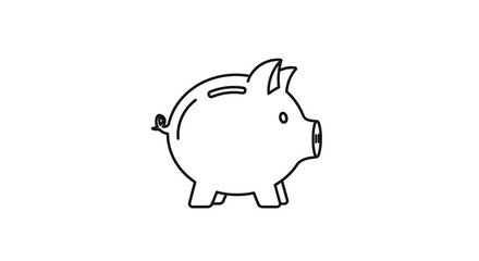 Simple Outline Piggy Bank Saving Coin Minimalist Line Art Icon
