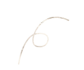 Abstract decoration with silver cable squiggle and curved swirl line. Shiny metallic element with