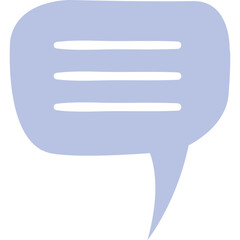 Cute Blue Speech Bubble Icon With Three Horizontal Lines Inside Represents Communication Or Chatting Transparent Background