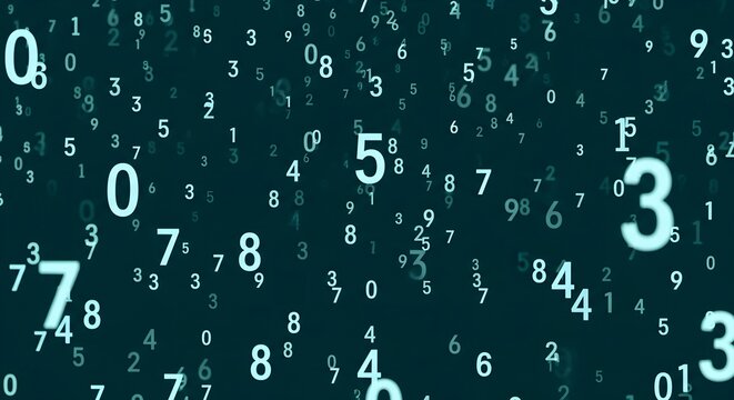 Dynamic background of floating numbers in shades of teal for data analysis or technology concepts