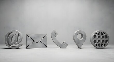 Connect instantly with essential communication icons email phone location globe and at symbol