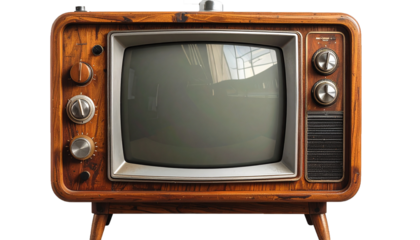 Mid-Century Retro TV Set with Wood Frame and Silver Control Knobs