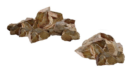dried porcini mushrooms/Pile of natural brown rocks with rough texture isolated on white background. © Saharattaphum