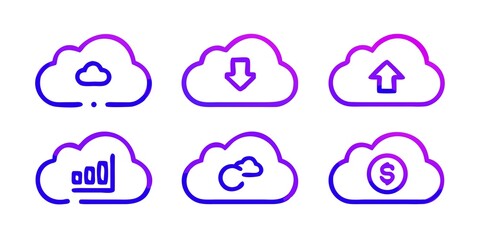 Blue Line Icon Set for Chat Call and Media Platforms