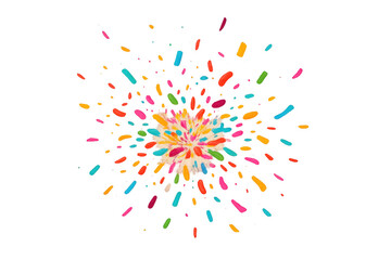 Colorful explosion of confetti particles creating a festive celebration, abstract vibrant burst with transparent background