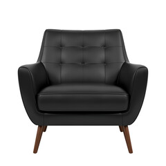 Modern white leather armchair with soft tufted upholstery