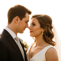 Bride and Groom Share Intimate Moment on Wedding Day.