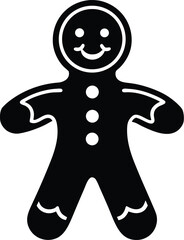 Funny 3D cartoon gingerbread man cookie for Christmas isolated on white and black backgrounds