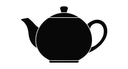 Classic black silhouette of a traditional teapot with a handle and spout on a white background
