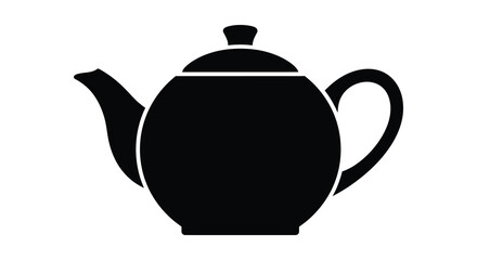 Classic black silhouette of a traditional teapot with a handle and spout on a white background