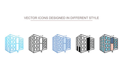 City icon set multiple style collection