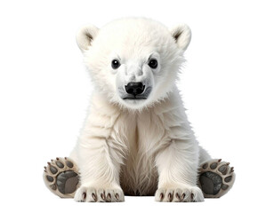 Fototapeta premium Niedlicher kleiner Eisbär, transparenter Hintergrund, PNG