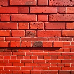 Obraz premium Close-up view of a vibrant red brick wall in sunlight