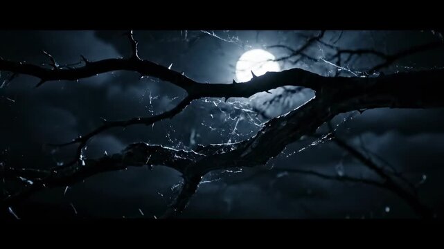 Spooky Halloween Night with Moonlit Sea and Dark Textures