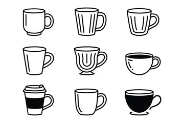 Minimalist Coffee Cup Icon Set
