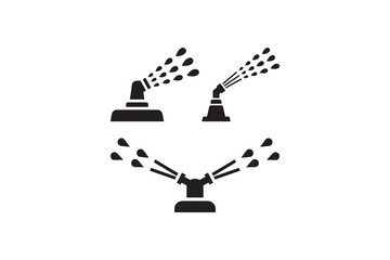 Garden Sprinkler Nozzle Icon Set Water Irrigation System Silhouette Graphics