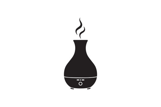black essential oil diffuser with steam clip art preview