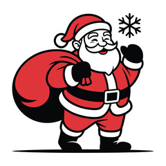 Happy Santa Claus with Snowflakes