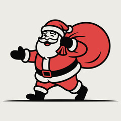 Merry Christmas Santa with Present Bag