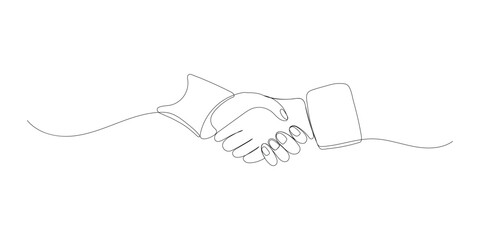 Obraz premium Continuous one line drawing of Handshake Business Agreement and Collaboration illustration
