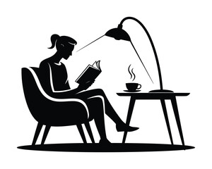 Silhouette of Person Reading in Caf&eacute;