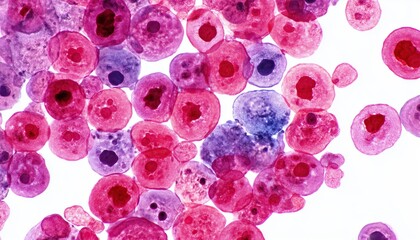 View Of Abnormal Squamous Epithelial Cells In Microscopy With Hpv Criteria On A Pap Smear Slide Cytology, Showcasing Koilocyte Cells. Medical Examination.