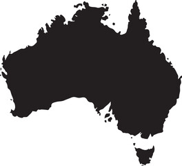 Fototapeta premium Black silhouette of australia continent map outline isolated geographic shape