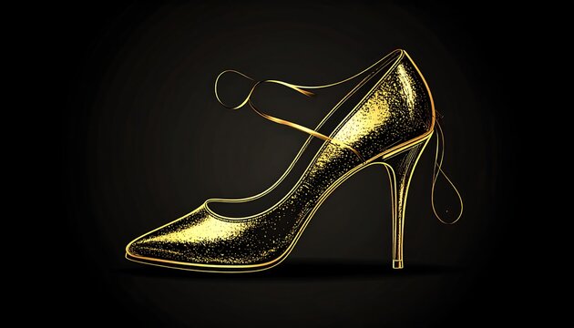 Golden high heel shoe illustration - Powered by Adobe