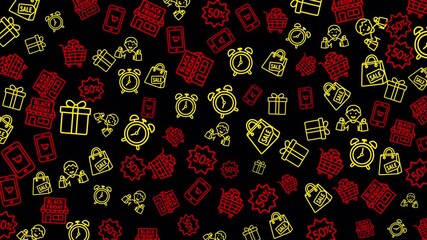 Eye-catching Black Friday pattern with yellow and red elements. Great for social media, sales campaigns, and online marketing - Powered by Adobe