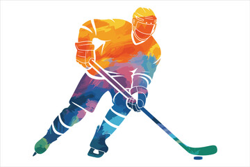 Colorful Abstract Ice Hockey Player in Action Dynamic Sports Illustration