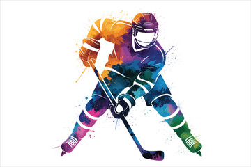 Colorful Abstract Ice Hockey Player in Action Dynamic Sports Illustration