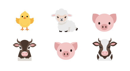 Adorable farm animals collection perfect for children's books and educational resources