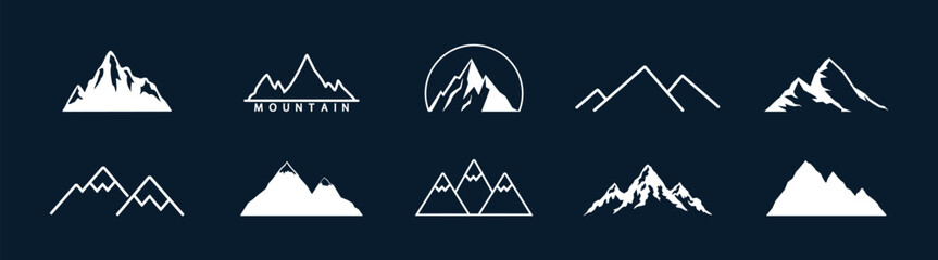 Mountain logo vector illustration — abstract nature landscape with peak and hill silhouette, adventure hiking and camping design