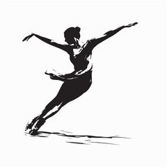 Elegant Female Ice Skater Silhouette Vector Graphic on white background