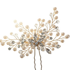 Elegant Bridal Hairpin with Pearls and Crystals.