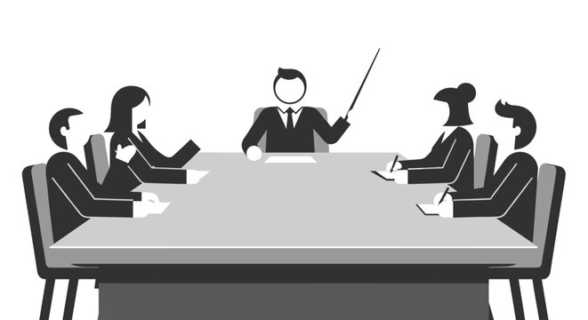 Dynamic team brainstorm session around conference table, strategic business planning meeting