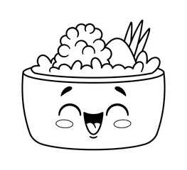 Black-and-white kawaii sushi character face