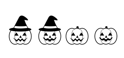 ジャック・オ・ランタンのシンプルなイラスト　ハロウィーン素材　ハロウィン　かぼちゃ　オレンジ　