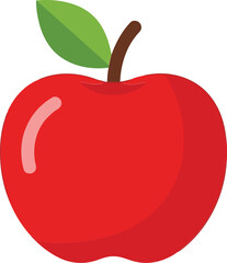 Vibrant red apple with green leaf and stem isolated healthy fruit graphic vector