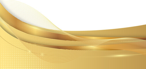 Abstract Golden Wave Luxury Decorative PNG For Header and Footer