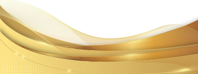 Abstract Golden Wave Luxury Decorative PNG For Header and Footer