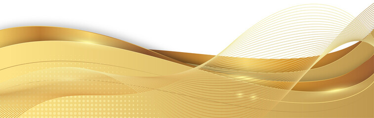 Abstract Golden Wave Luxury Decorative PNG For Header and Footer