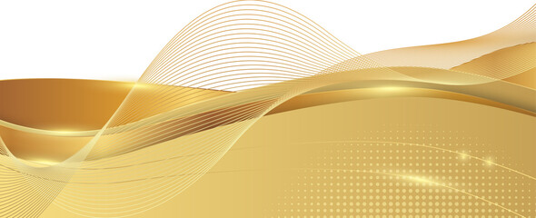 Abstract Golden Wave Luxury Decorative PNG For Header and Footer