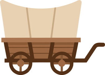 Vintage horse drawn wagon vehicle transportation old west pioneer covered cargo cart vector © alien AZ