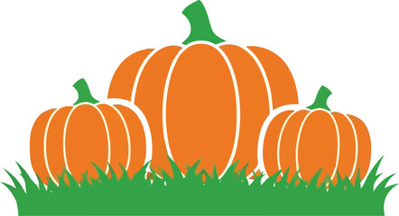Autumn harvest pumpkins on green grass seasonal fall celebration thanksgiving harvest motif vector
