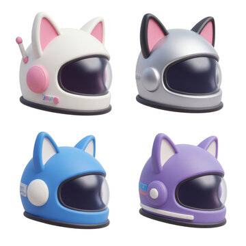 Cartoon Style Space Helmet with Feline Ears