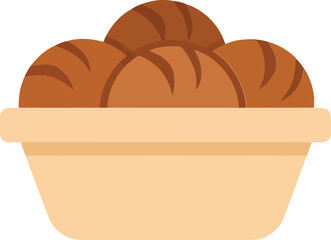 Freshly baked golden bread rolls in a basket delicious pastry food bakery concept vector